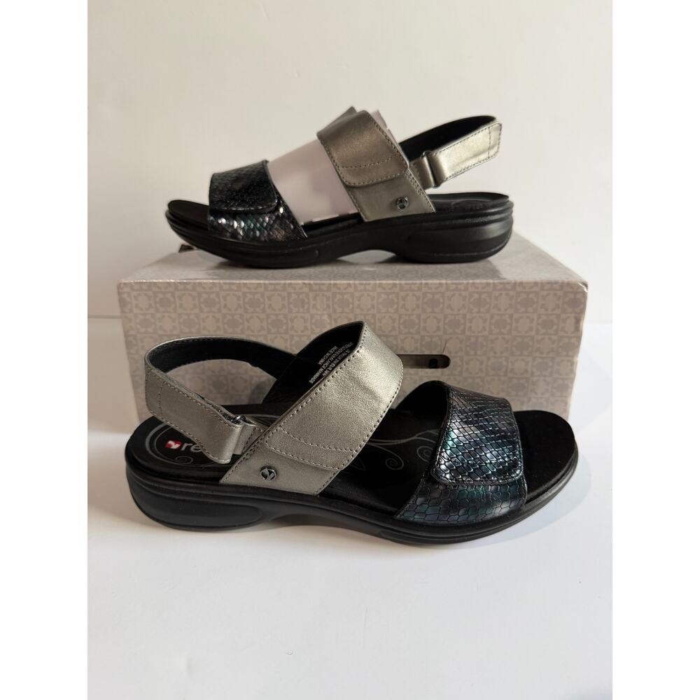 Revere COMO SummerSandals Orthopedic Slate Gray Metallic Womens Sz 7 WIDE NEW